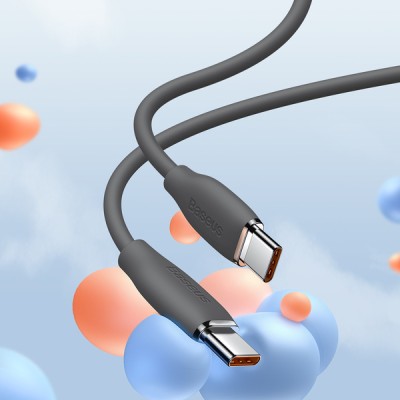 Кабель Baseus Jelly Liquid Silica Gel Fast Charging Data USB кабель Type-C to Type-C 100W 2m (CAGD030101) Black