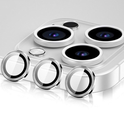 Захисне скло Metal Classic на камеру (в упак.) для Apple iPhone 15 Pro (6.1") / 15 Pro Max (6.7") Срібний / Silver