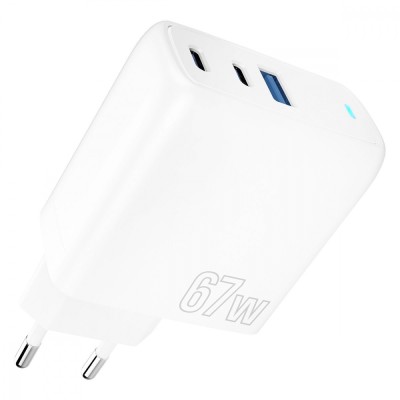 Зарядний Пристрій Proove Shot GaN 67W (2Type-C + USB) (WCSG67120002) White