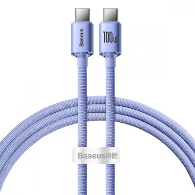 Кабель Baseus Crystal Shine Series Fast Charging Data USB кабель Type-C To Type-C 100W 1.2m (CAJY000605) Purple Кабель Baseus Crystal Shine Series Fast Charging Data USB кабель Type-C To Type-C 100W 1.2m (CAJY000605) Purple