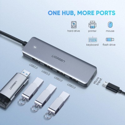 USB-хаб UGREEN CM219 4-in-1 USB Type-C To 4xUSB 3.0 HUB Space Gray (70336) USB-хаб UGREEN CM219 4-in-1 USB Type-C To 4xUSB 3.0 HUB Space Gray (70336)