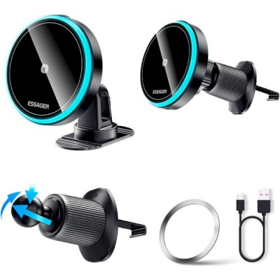 Автомобільний тримач ESSAGER Element magnetic wireless charging car bracket outlet + paste model (EZJCX-YS01-Z) Автомобільний тримач ESSAGER Element magnetic wireless charging car bracket outlet + paste model (EZJCX-YS01-Z)