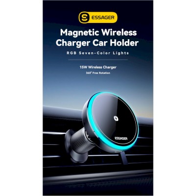 Автомобільний тримач ESSAGER Element magnetic wireless charging car bracket outlet + paste model (EZJCX-YS01-Z) Автомобільний тримач ESSAGER Element magnetic wireless charging car bracket outlet + paste model (EZJCX-YS01-Z)