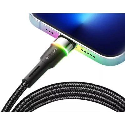 Кабель ESSAGER Colorful LED USB Cable Fast Charging 2.4A USB-A to Lightning 1m (EXCL-XCD01) Black Кабель ESSAGER Colorful LED USB Cable Fast Charging 2.4A USB-A to Lightning 1m (EXCL-XCD01) Black