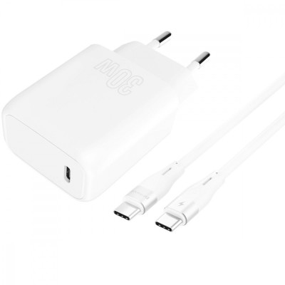 Зарядний Пристрій Proove Silicone Power 30W (Type-C) + Кабель Type-C to Type-C (WCSP30022202) White