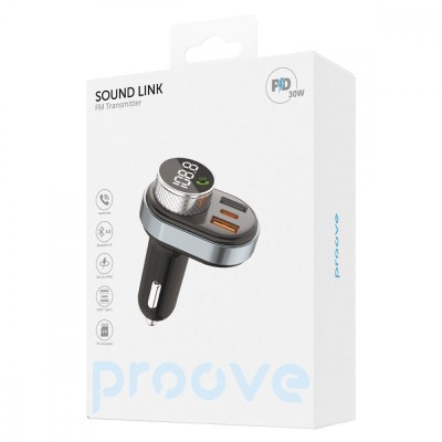АЗП Proove FM Launcher Sound Link 30W (PD+QC3.0) Type-C+USB (FMSL30110001) Black