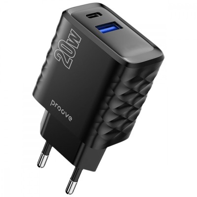 Зарядний Пристрій Proove Speed Surge 20W (USB + Type-C) (WCSS20120001) Black