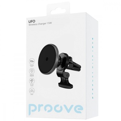 Автомобільний тримач З бездротовою зарядкою Proove UFO 15W (WHUF15020001) Black