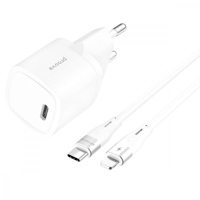 Зарядний Пристрій Proove Silicone Power 20W (Type-C) + Кабель Type-C to Lightning (WCSP20020102) White