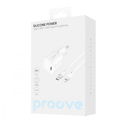 Зарядний Пристрій Proove Silicone Power 20W (Type-C) + Кабель Type-C to Lightning (WCSP20020102) White
