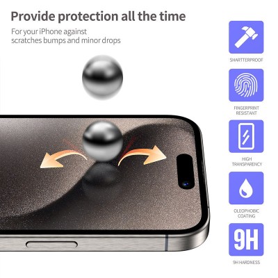 Захисне скло 3D скло Blueo Hot Bending для Apple iPhone 16 Pro Max (6.9") (+ аппликатор) Чорний