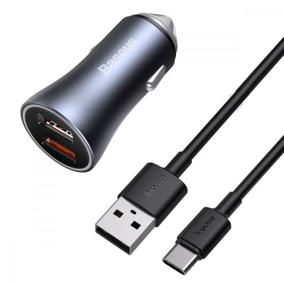 АЗП Baseus Baseus Golden Contactor Pro 40W 2USB (with Cable Type-C 5A (1m)) TZCCJD-A0G dark gray