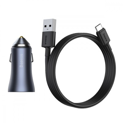 АЗП Baseus Baseus Golden Contactor Pro 40W 2USB (with Cable Type-C 5A (1m)) TZCCJD-A0G dark gray
