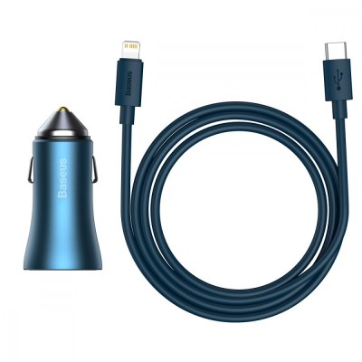 АЗП Baseus Golden Contactor Pro 40W USB + Type-C + Cable Type-C to Lightning (1m) (TZCCJD-B0G) Dark Gray