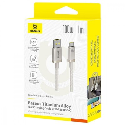 Кабель Baseus Titanium Alloy Type-C 100W (1m) gold Кабель Baseus Titanium Alloy Type-C 100W (1m) gold