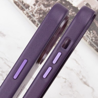 Шкіряний чохол Leather Case (AAA) with MagSafe and Animation для Apple iPhone 14 Pro (6.1") Deep Violet Шкіряний чохол Leather Case (AAA) with MagSafe and Animation для Apple iPhone 14 Pro (6.1") Deep Violet