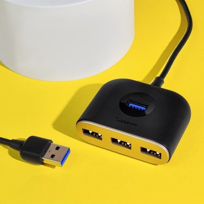 USB-Хаб Baseus Square Round USB To USB 3.0 + 3USB 2.0 (1m) CAHUB-AY01 Black USB-Хаб Baseus Square Round USB To USB 3.0 + 3USB 2.0 (1m) CAHUB-AY01 Black