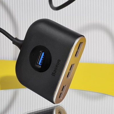 USB-Хаб Baseus Square Round USB To USB 3.0 + 3USB 2.0 (1m) CAHUB-AY01 Black USB-Хаб Baseus Square Round USB To USB 3.0 + 3USB 2.0 (1m) CAHUB-AY01 Black