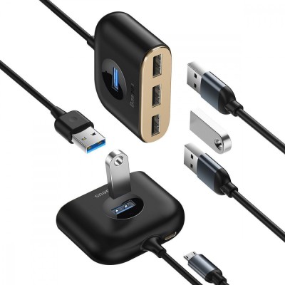 USB-Хаб Baseus Square Round USB To USB 3.0 + 3USB 2.0 (1m) CAHUB-AY01 Black USB-Хаб Baseus Square Round USB To USB 3.0 + 3USB 2.0 (1m) CAHUB-AY01 Black
