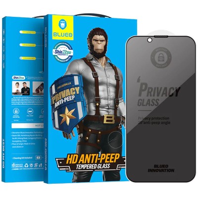 Захисне 2.5D скло Blueo Full Cover Anti-Peep для Apple iPhone 13 Pro / 13 / 14 (6.1") Чорний