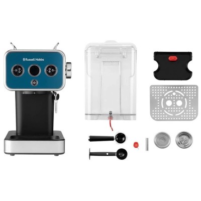 Кавоварка еспрессо RUSSELL HOBBS 26451-56 Distinctions Ocean, 1,1л, мелена + чалди, синьо-сріблястий