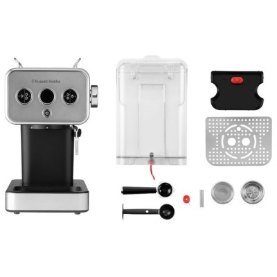 Кавоварка еспрессо RUSSELL HOBBS 26452-56 Distinctions Titanium, 1,1л, мелена + чалди, сріблястий Кавоварка еспрессо RUSSELL HOBBS 26452-56 Distinctions Titanium, 1,1л, мелена + чалди, сріблястий