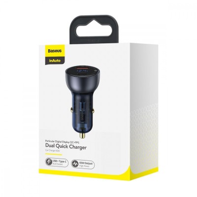 АЗП Baseus Particular Digital Display PPS Dual Quick Charger 65W USB + Type-C CCKX-C0A Black АЗП Baseus Particular Digital Display PPS Dual Quick Charger 65W USB + Type-C CCKX-C0A Black