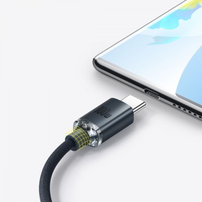 Кабель Baseus Crystal Shine Series Fast Charging Data USB кабель USB To Type-C 100 W 2M (CAJY000505) Purple