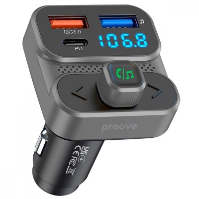 АЗП Proove FM Launcher Luxor SE 36W (PD+QC3.0) Type-C+USB (FMLX20120003) gray