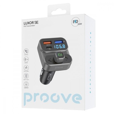 АЗП Proove FM Launcher Luxor SE 36W (PD+QC3.0) Type-C+USB (FMLX20120003) gray