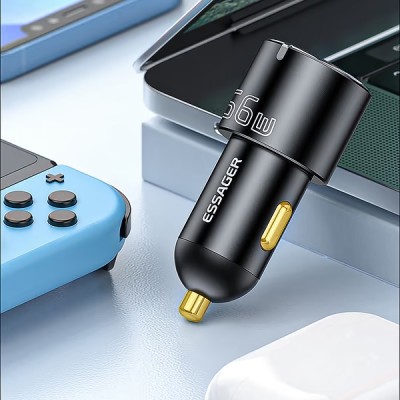 Автомобільний Зарядний пристрій Essager City Dual Typc-C + USB-A Car Charger 66W (ECC2C1A-FF01) Black Автомобільний Зарядний пристрій Essager City Dual Typc-C + USB-A Car Charger 66W (ECC2C1A-FF01) Black