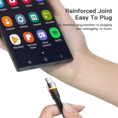 Кабель ESSAGER Colorful LED USB Cable Fast Charging 3A USB-A To Type C 0.5m (EXCT-XCDB01) Black Кабель ESSAGER Colorful LED USB Cable Fast Charging 3A USB-A To Type C 0.5m (EXCT-XCDB01) Black