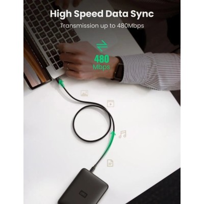 Кабель UGREEN US132 USB-А 2.0 Male To Mini USB 5pin Male Cable 2m (30472) Black Кабель UGREEN US132 USB-А 2.0 Male To Mini USB 5pin Male Cable 2m (30472) Black