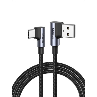 Кабель UGREEN US176 Angled USB 2.0 To Angled USB Type-C Cable Nickel Plating Aluminum Shell 3A 2m Black (20857) Кабель UGREEN US176 Angled USB 2.0 To Angled USB Type-C Cable Nickel Plating Aluminum Shell 3A 2m Black (20857)