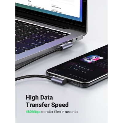 Кабель UGREEN US176 Angled USB 2.0 To Angled USB Type-C Cable Nickel Plating Aluminum Shell 3A 2m Black (20857) Кабель UGREEN US176 Angled USB 2.0 To Angled USB Type-C Cable Nickel Plating Aluminum Shell 3A 2m Black (20857)