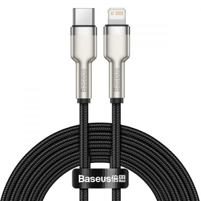 Кабель Baseus Cafule Metal Data USB кабель Type-C to iP PD 20W 2m (CATLJK-B01) Black Кабель Baseus Cafule Metal Data USB кабель Type-C to iP PD 20W 2m (CATLJK-B01) Black