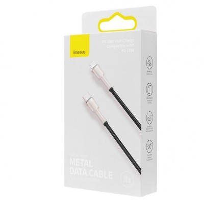 Кабель Baseus Cafule Metal Data USB кабель Type-C to iP PD 20W 2m (CATLJK-B01) Black Кабель Baseus Cafule Metal Data USB кабель Type-C to iP PD 20W 2m (CATLJK-B01) Black