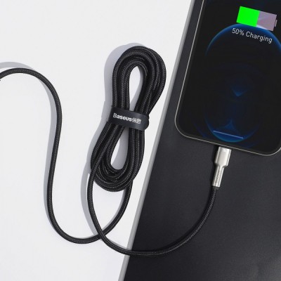 Кабель Baseus Cafule Metal Data USB кабель Type-C to iP PD 20W 2m (CATLJK-B01) Black Кабель Baseus Cafule Metal Data USB кабель Type-C to iP PD 20W 2m (CATLJK-B01) Black