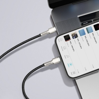 Кабель Baseus Cafule Metal Data USB кабель Type-C to iP PD 20W 2m (CATLJK-B01) Black Кабель Baseus Cafule Metal Data USB кабель Type-C to iP PD 20W 2m (CATLJK-B01) Black