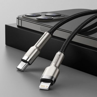 Кабель Baseus Cafule Metal Data USB кабель Type-C to iP PD 20W 2m (CATLJK-B01) Black Кабель Baseus Cafule Metal Data USB кабель Type-C to iP PD 20W 2m (CATLJK-B01) Black