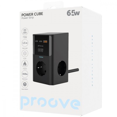 Мережевий фільтр Proove Power Cube 65W (3xAC + 2xType-C + 1xUSB) 1.5m (PSPC36801201) black