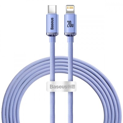 Кабель Baseus Crystal Shine Series Fast Charging Data USB кабель Type-C To IP 20W 2m (CAJY000305) Purple