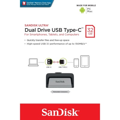 Флеш-пам'ять (накопичувач USB) USB-C 32GB SDDDC2-032G-G46 SANDISK Флеш-пам'ять (накопичувач USB) USB-C 32GB SDDDC2-032G-G46 SANDISK