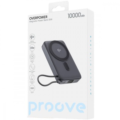 Зовнішній MagSafe Акумулятор Proove 10000mAh 35W OverPower Qi2 (PBOP35012105) Grey