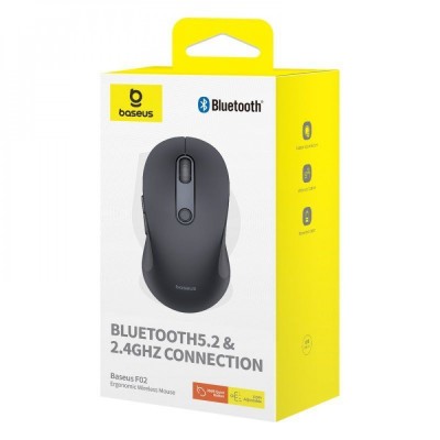 Бездротова Комп'ютерна Миша Baseus F02 Ergonomic Wireless Mouse (without Battery) black