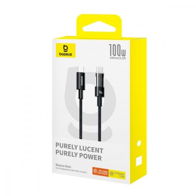 Кабель Baseus Gem Fast-Charging Data Cable Type-C To Type-C 100W 1m (P10373000111-00) Black
