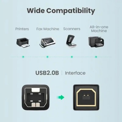 Кабель UGREEN US135 USB 2.0 AM To BM Print Cable 5m (10352) Black Кабель UGREEN US135 USB 2.0 AM To BM Print Cable 5m (10352) Black