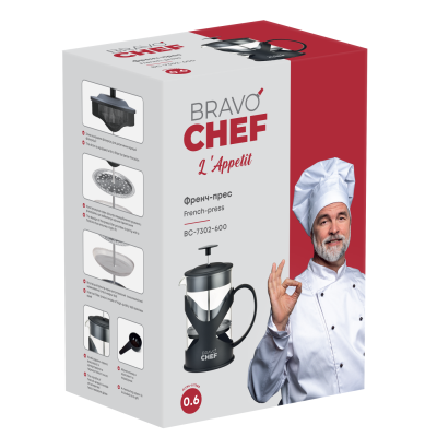Френч-прес BRAVO CHEF L"Appetit 0.6 л чорний (BC-7302-600)