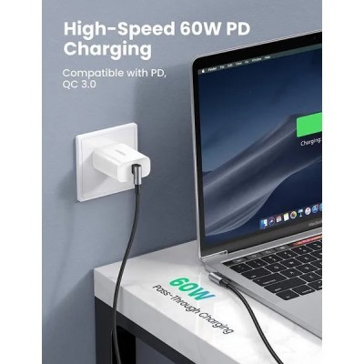 Кабель UGREEN US323 Angled USB Type-C To Angled USB Type-C 60W Cable Aluminum Case With Braided 3A 1m Black (70529) Кабель UGREEN US323 Angled USB Type-C To Angled USB Type-C 60W Cable Aluminum Case With Braided 3A 1m Black (70529)
