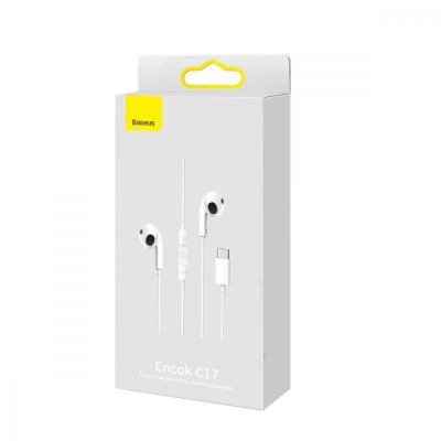 Дротові Навушники BASEUS Encok Type-C Lateral In-ear Wired Earphone C17 (NGCR010002) White